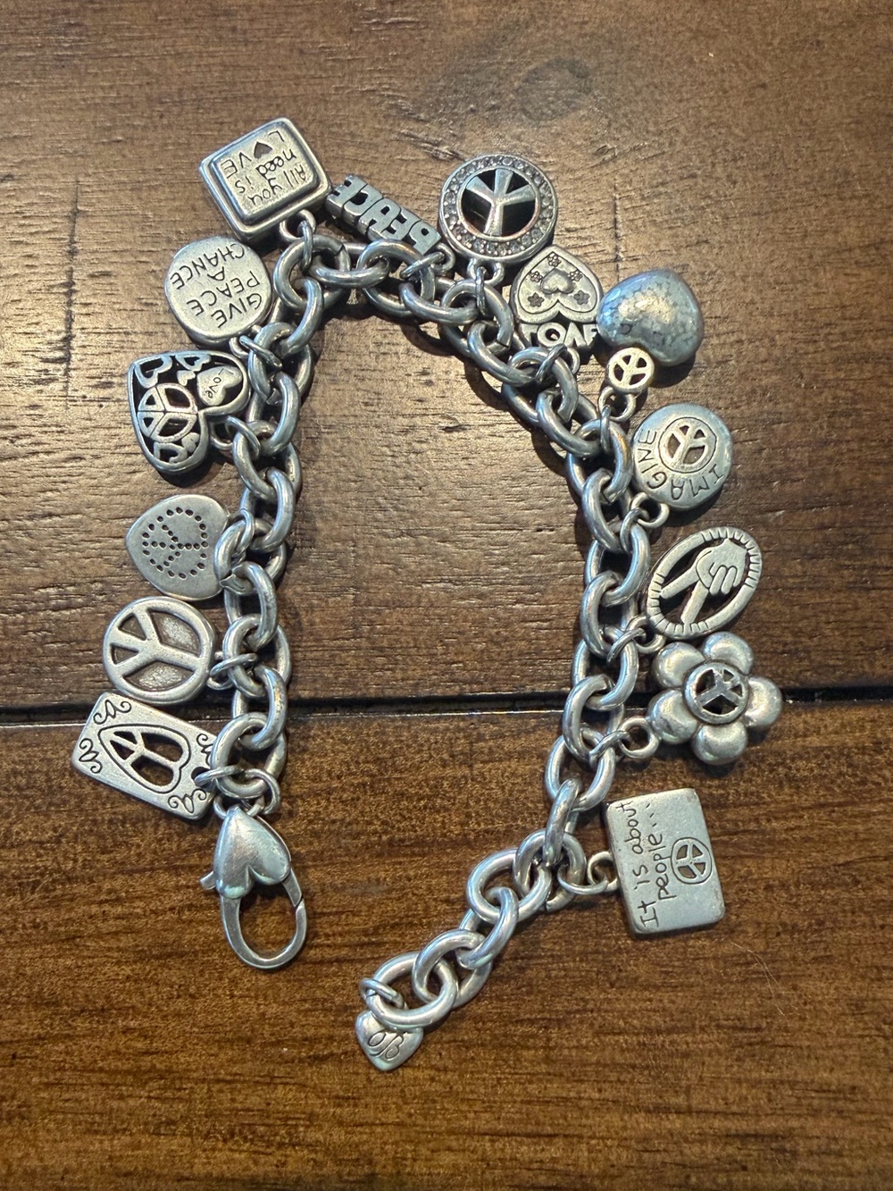Brighton Jewelry Peace Signs & Heart Charm Bracelet COLLECTORS Fashion Vintage - Picture 4 of 4
